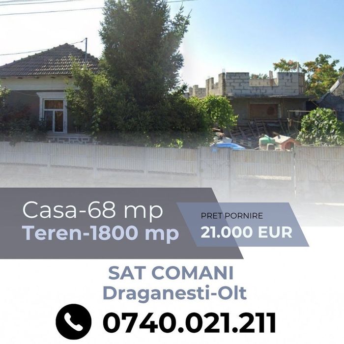 Casa de 68 mp si teren - 1.800 mp, Sat Comani
