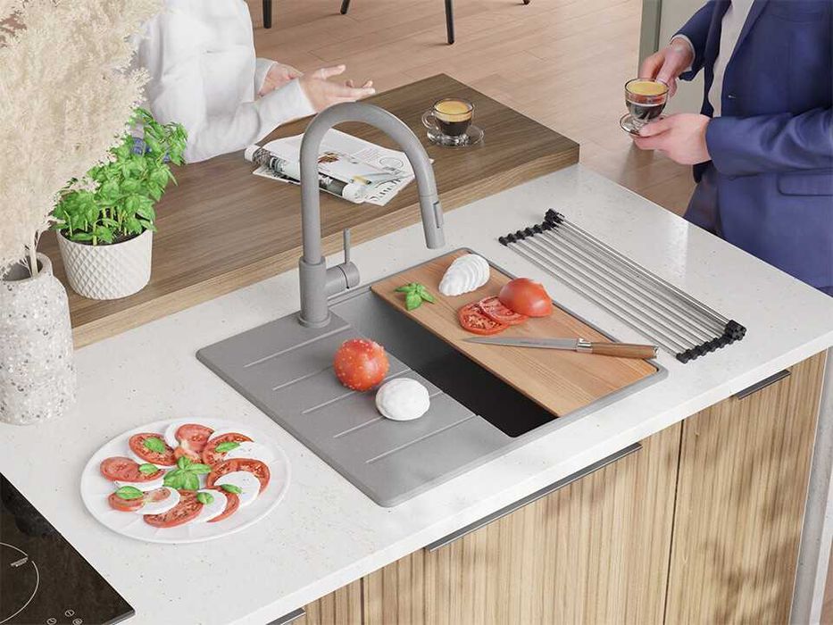 Сива кухненска гранитна мивка Копенхаген 40 Top 550 x 500 мм