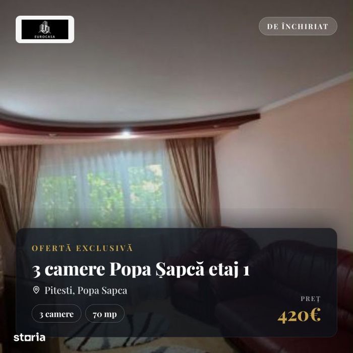 3 camere Popa Șapca etaj 1