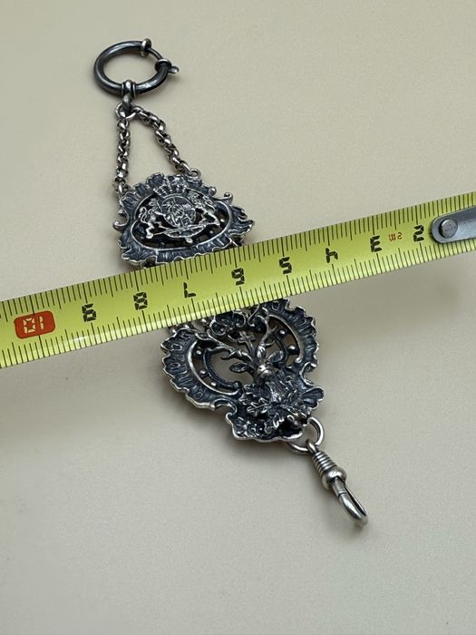 Lant ceas de buzunar din argint chatelaine