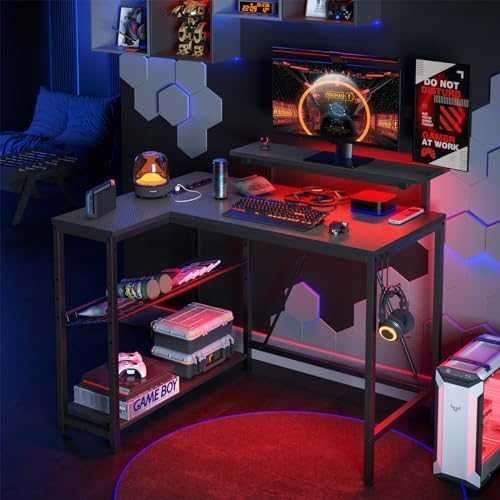 Bestier L-образно бюро с LED и контакти