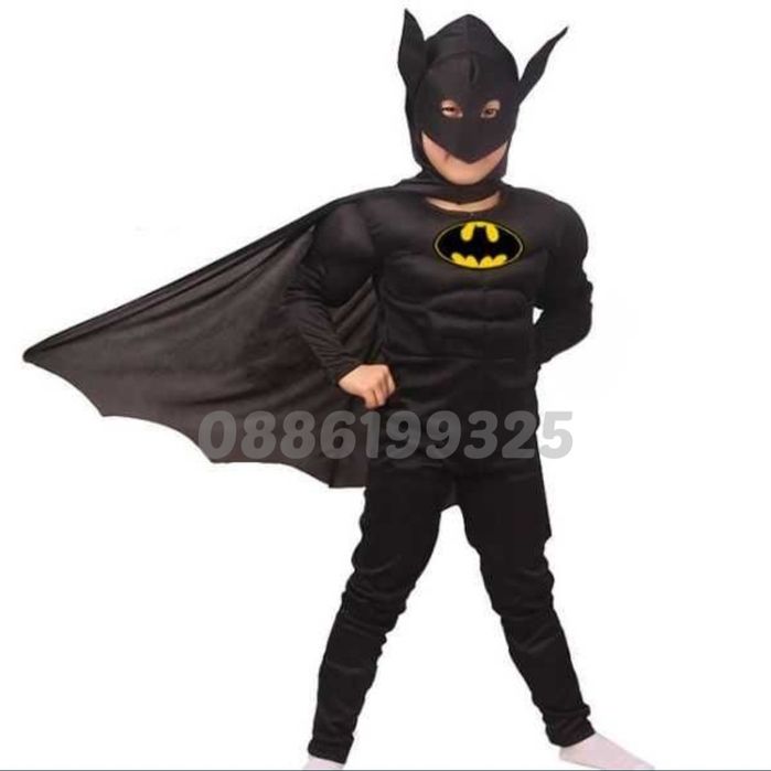 Детски костюм на Батман с мускули и маска + ПОДАРЪК