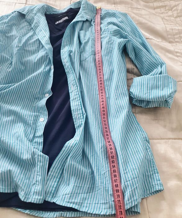 SMOG L cămașă bărbați slim fit 100% bumbac verde albastru dungi fine casual elegant regular fit