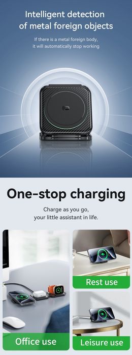 Hoco CQ4 Док-станция 3 в 1 Magnetic 15W iPhone 14 и 15 iWatch AirPods