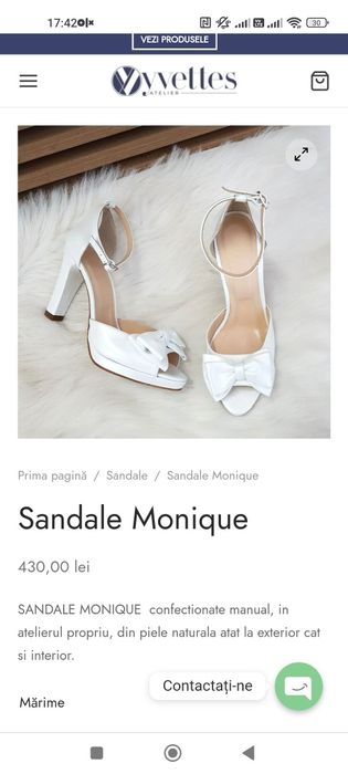 Sandale elegante pentru mireasa Yvettes mărime 37