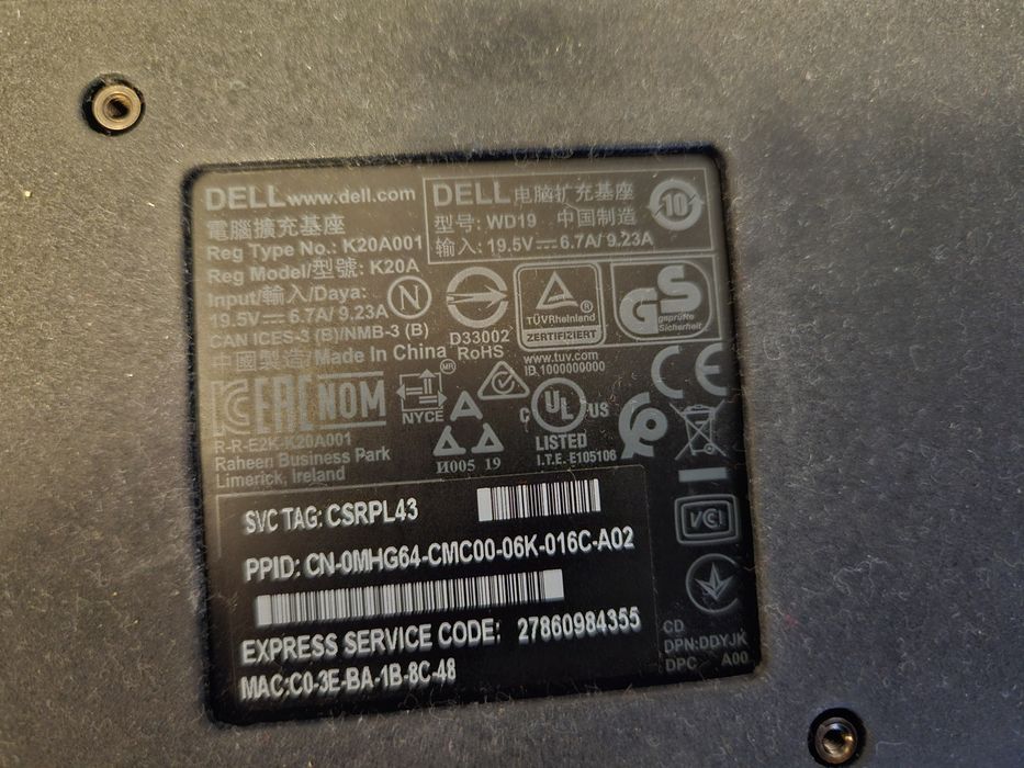 Dock Dell WD19 compatibil Mac book