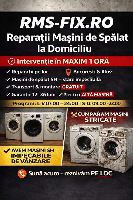 Reparații pe loc - Mașini de Spălat  Bucuresti & Intervenții Rapide