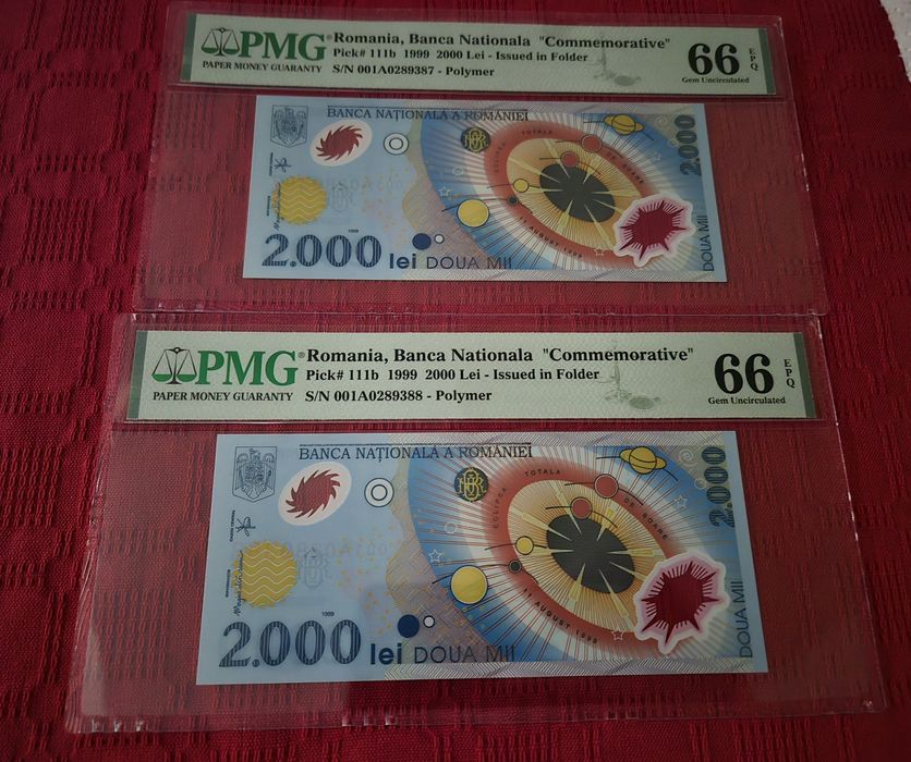 Bancnota BNR eclipa seria A consecutive