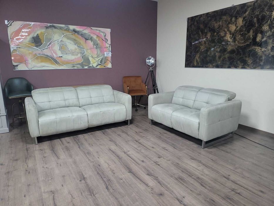 Сив комплект дивани от плат тройка и двойка "Marmont"