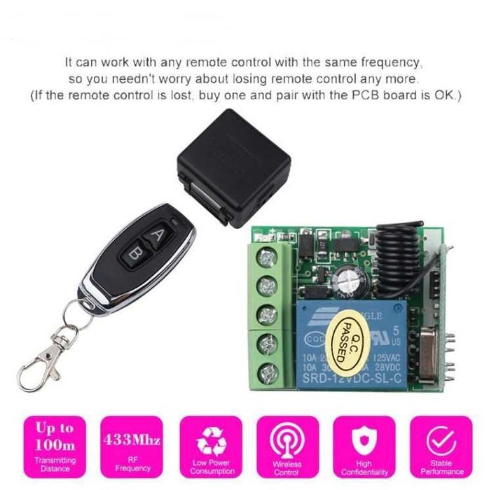 Releu wireless cu telecomanda 12V automatizari auto porti webasto