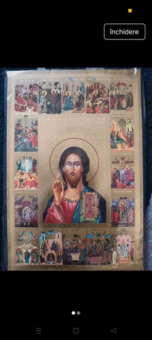 Icoana mare A4 Iisus Maica Domnului Fecioară Maria 50 leibuc in tipla