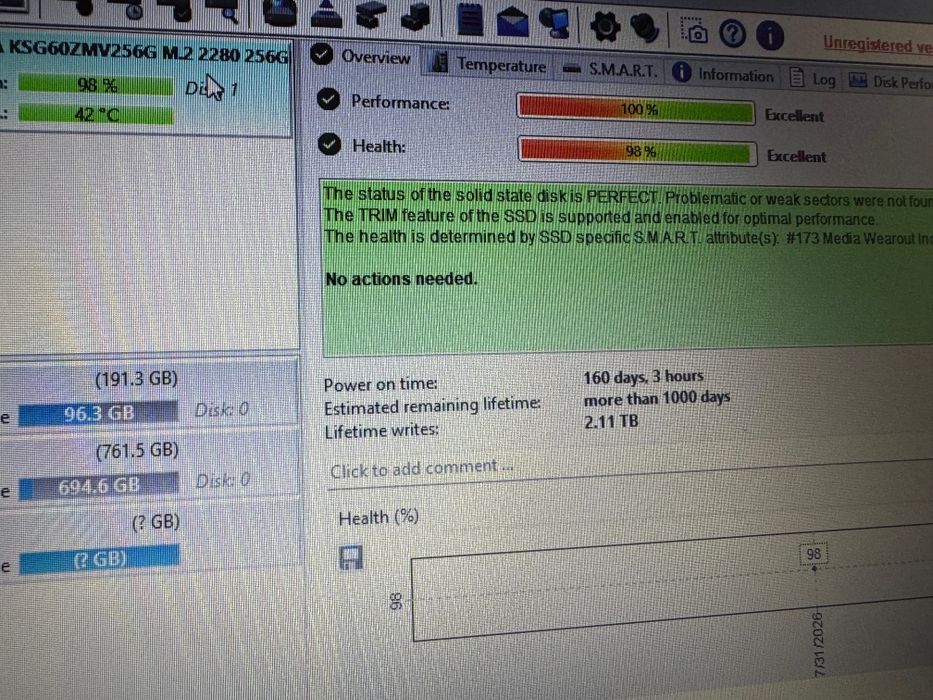 Ssd M2. Toshiba 256 gb