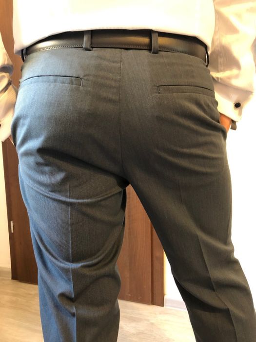 Pantaloni costum ASOS slim fit, gri, noi