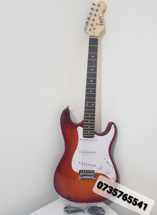 Chitara electrica 100cm 22 taste 6 corzi finisaj lacuit blue negru alb