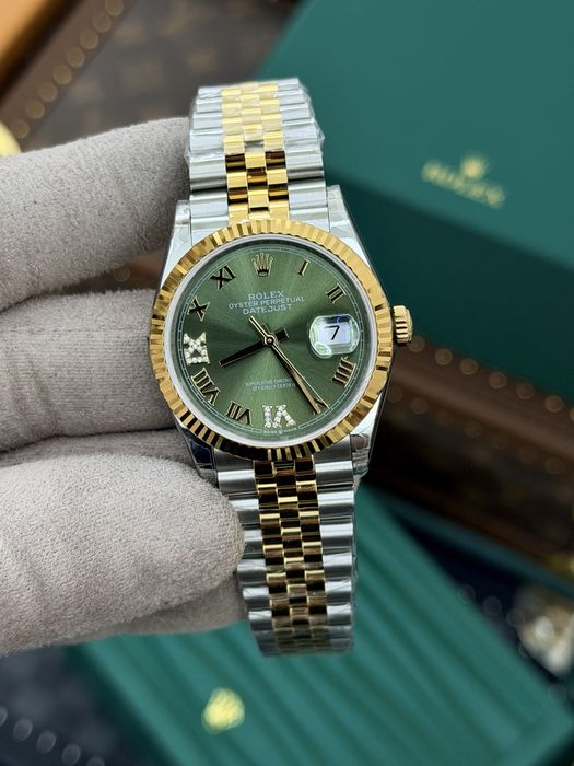 Rolex Date-Just 36 Roman Green Dial ETA 3235
