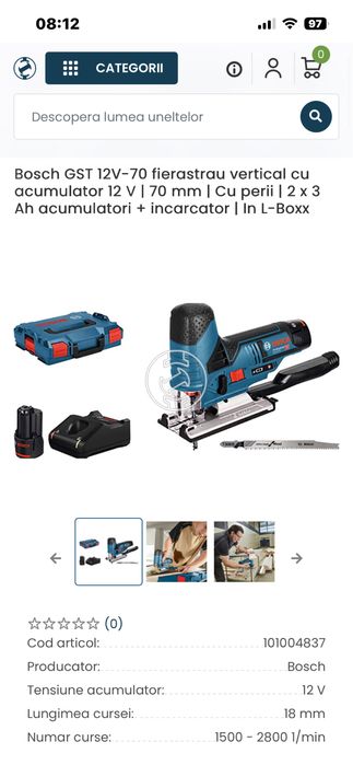 Pendular Bosch GST 12V-70 cu 2 ac .de 3 ah si inc-Nou