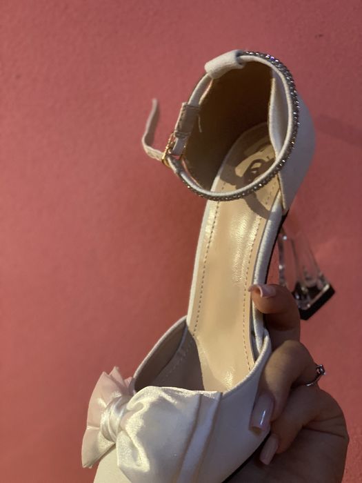 Pantofi catifea cu toc dama NOI