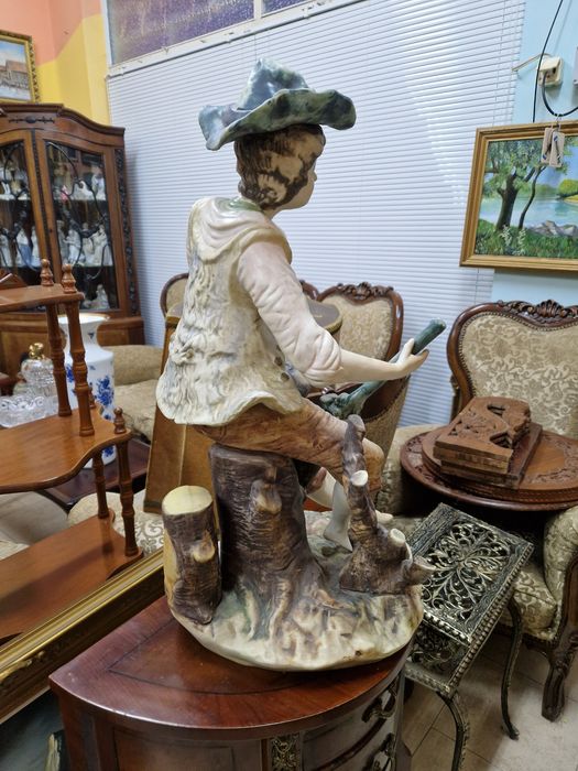 Страхотна голяма антикварна италианска фигура статуетка Capodimonte