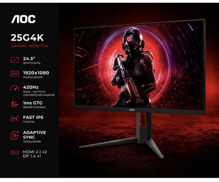 Монитор 24.5" AOC 25G4K черный