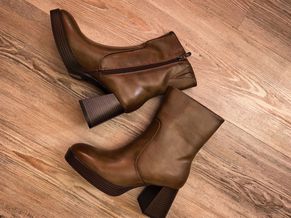 Botine Balada 7252 18 khaki maro toc gros platforma marimea 37 cu cutie