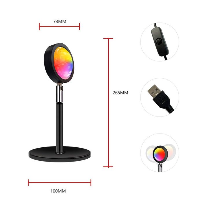 Lampă inteligentă Sunset LED WiFi – 16 milioane culori, Alexa & Google