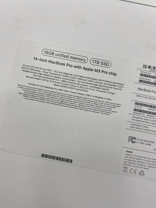 MacBook Pro 14 M3 Pro 18/1TB SSD