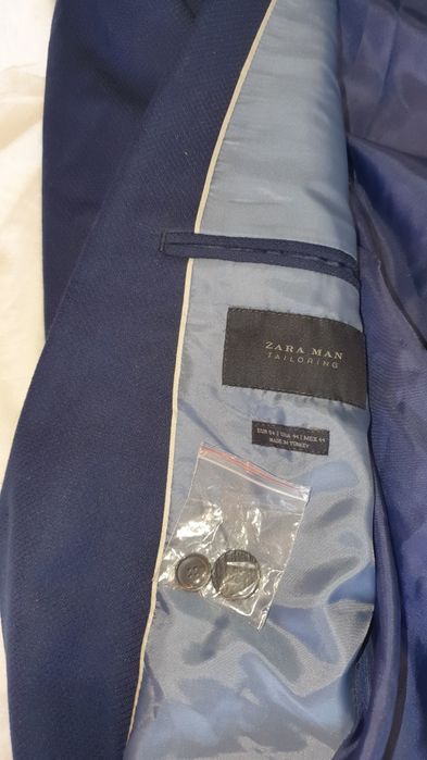 Costum slim ZARA L Bleumarin Pantaloni Sacou