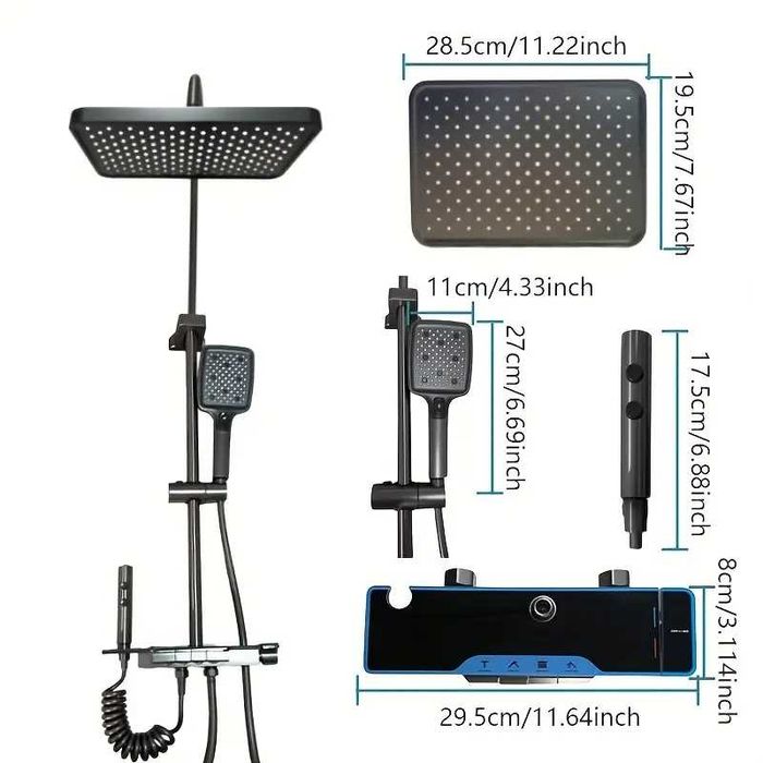 Луксозна Душ система с термостатен смесител 4 функции пиано бутони