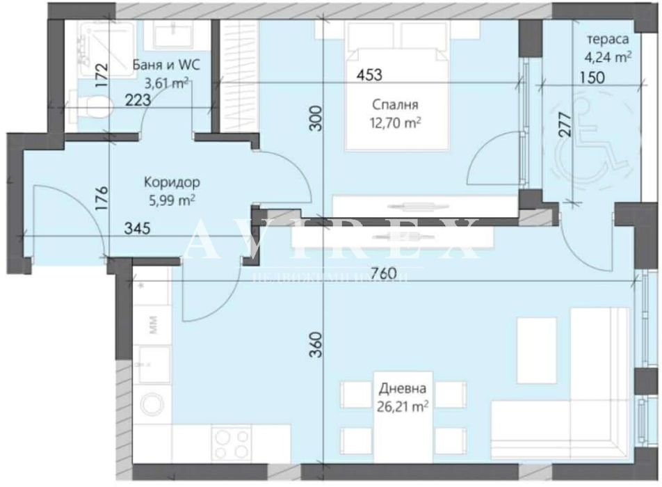 Двустаен апартамент в Кършияка, Пловдив