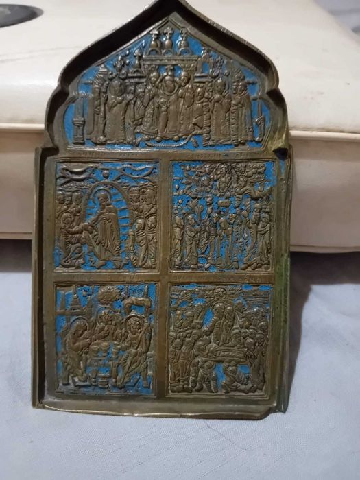 Icoana vintage ruseasca de calatorie, secolul XIX