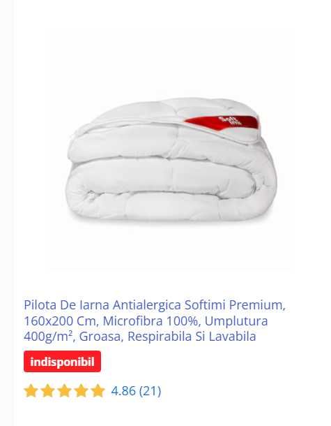 Pilota De Iarna Antialergica Softimi Premium, 160x200 Cm