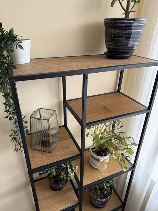 Етажерка - 7 рафта, цвят див дъб / черно