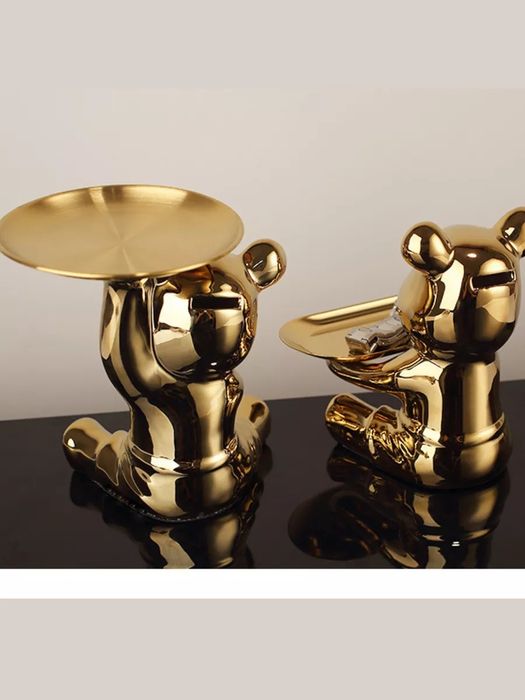 Статуэтка интерьерная копилка медведь с подносом