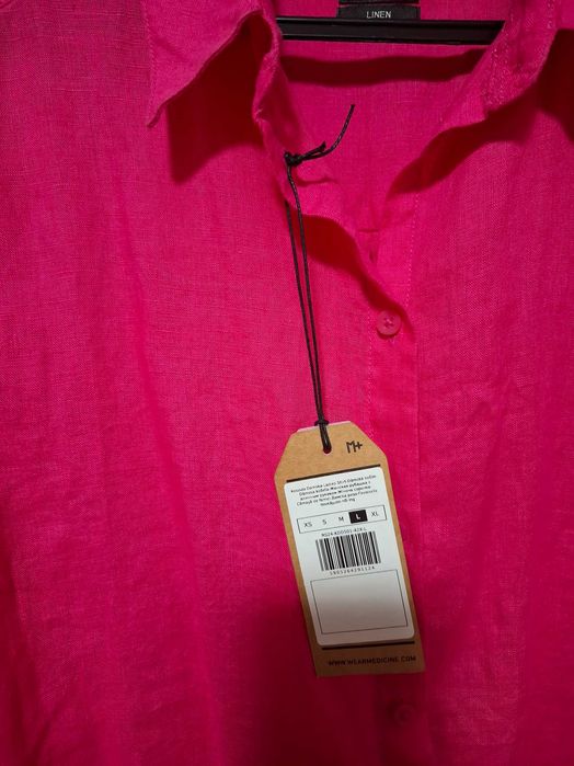 Cămașă din in 100% Medicine roz fucsia mărimea L nouă, cu etichetă