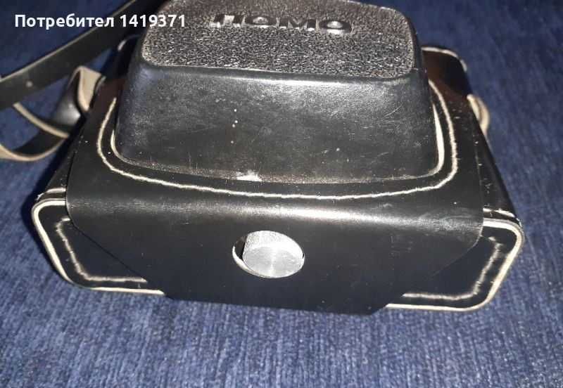 Черен калъф от естествена кожа за фотоапарат с презрамка Ломо / Lomo