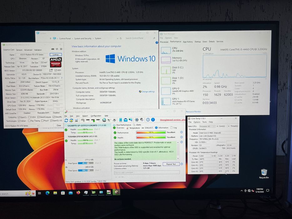 Unitate pc Gaming i5 1080p 16gb ram ssd hdd video Amd