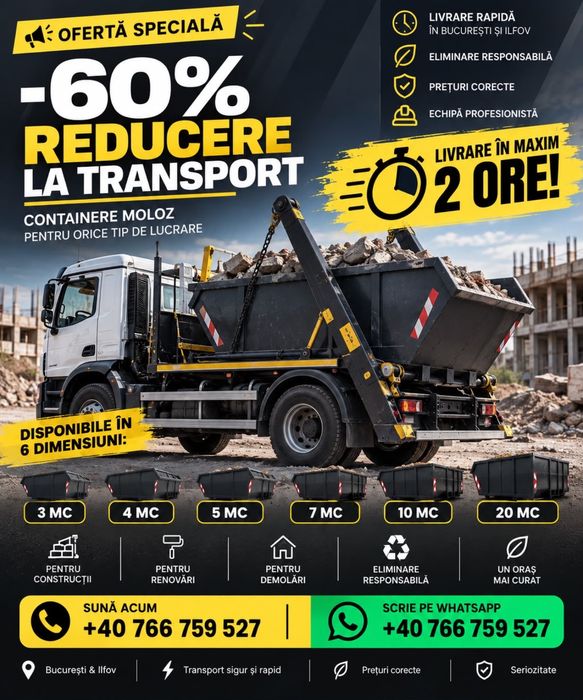 Containere moloz transport moloz evacuare deseuri
