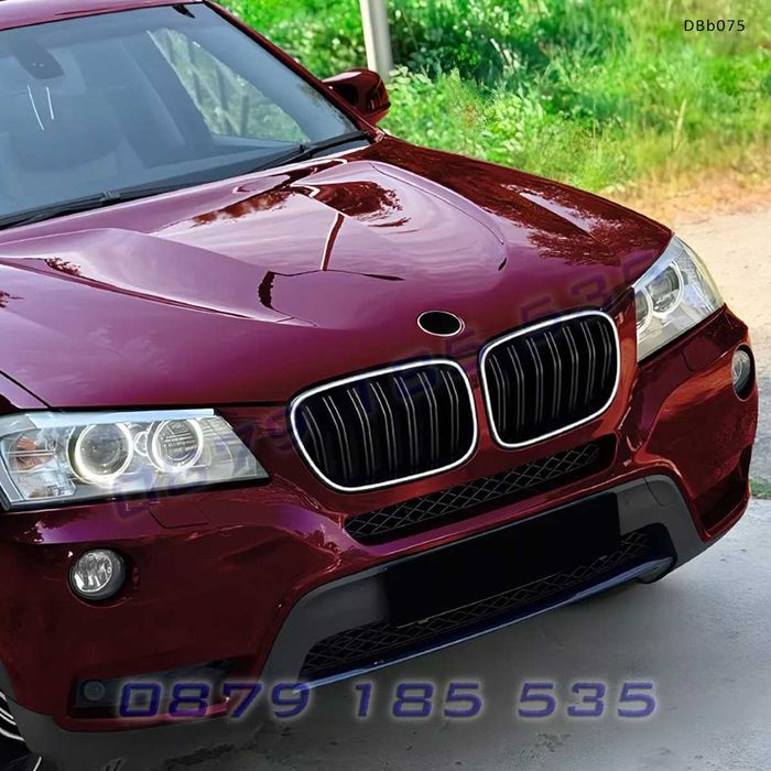 Двойни светещи LED бъбреци BMW X3 F25 Pre-Facelift 2011–2013 черен гланц DBb075 предни решетки с лед светлини бмв х4 пре фейс