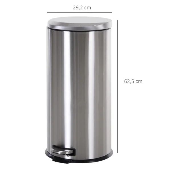 Кошче за боклук HOMCOM 30L с педал Ø29.2 x 62.5 см