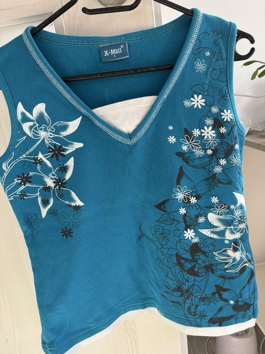 Maiou damă turcoaz X-Mail cu imprimeu floral – mărimea S