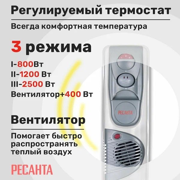 Масляный обогреватель NIKAI 7/9/12/15 секций +доставка