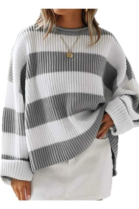 Скидки! Новый Вязаный Пуловер В Полоску В Двух Расцветках Турция