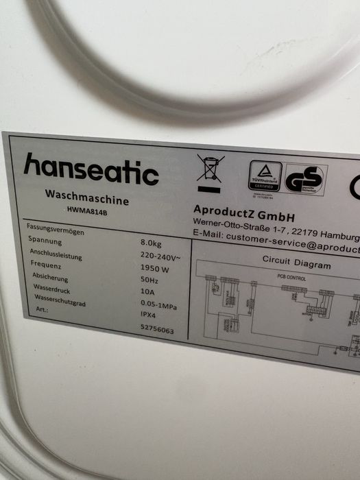 Пералня Hanseatic HWMK814B, 8 кг, 1400 об/ мин