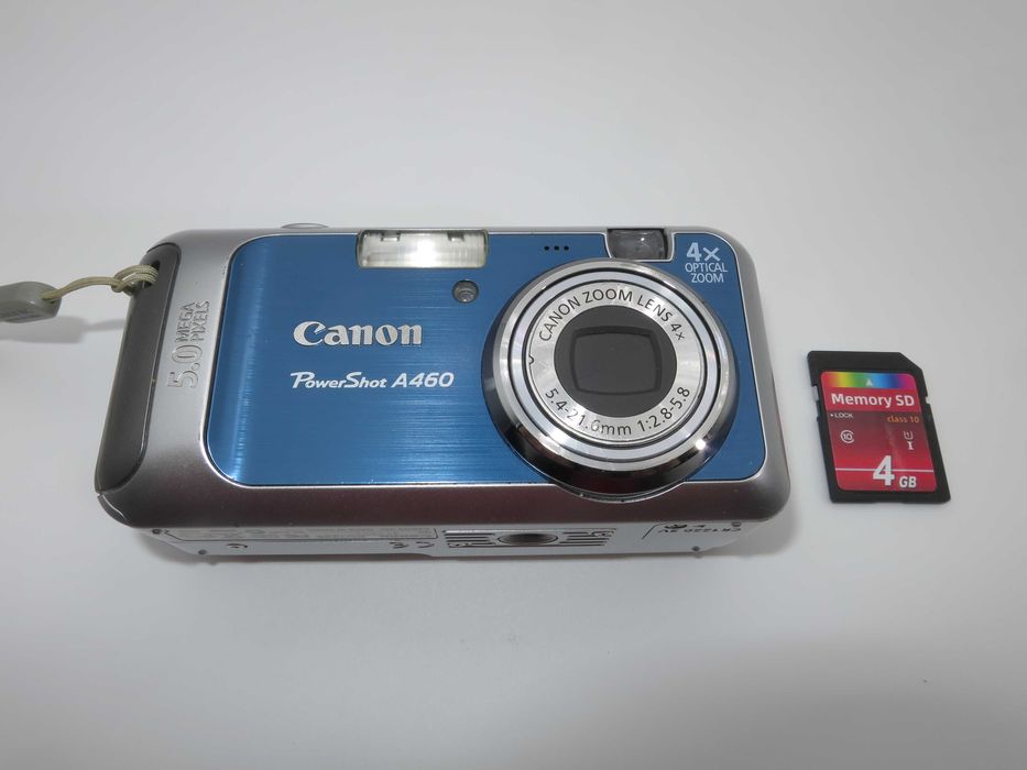 Canon PowerShot A460 компактен цифров фотоапарат, дигитална камера в син цвят, перфектно състояние, работи отлично!