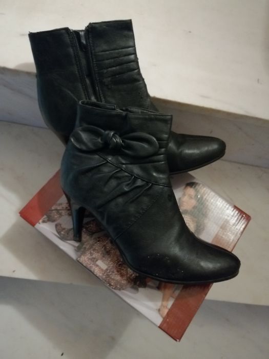 Зимни топли ботуши,естествена кожа с масивен токN39+ПОДАРЪК боти с ток