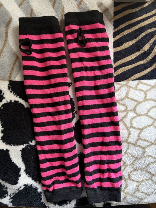 Митенки черно-розовые