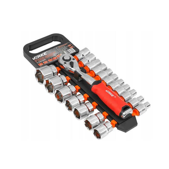 Set chei tubulare cu clichet, 19 piese,1/2, Verke