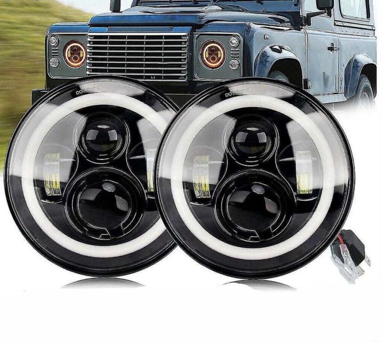 LED Фарове 200W 7 Инч Фарове за Лада Нива Jeep Wrangler Cheroke KJ