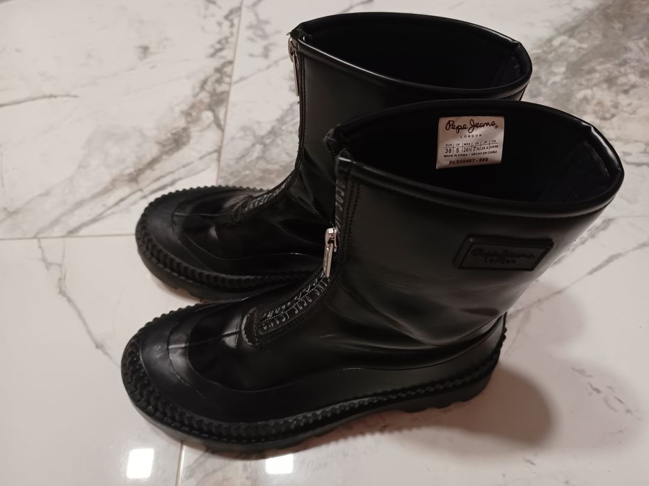 Боти  от еко кожа с цип отпред PEPE JEANS