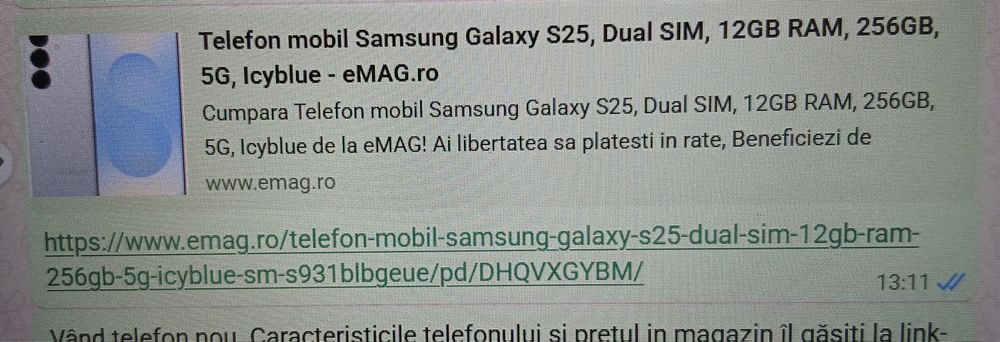 Telefon mobil Samsung Galaxy S25, Dual SIM, 12GB RAM, 256GB,